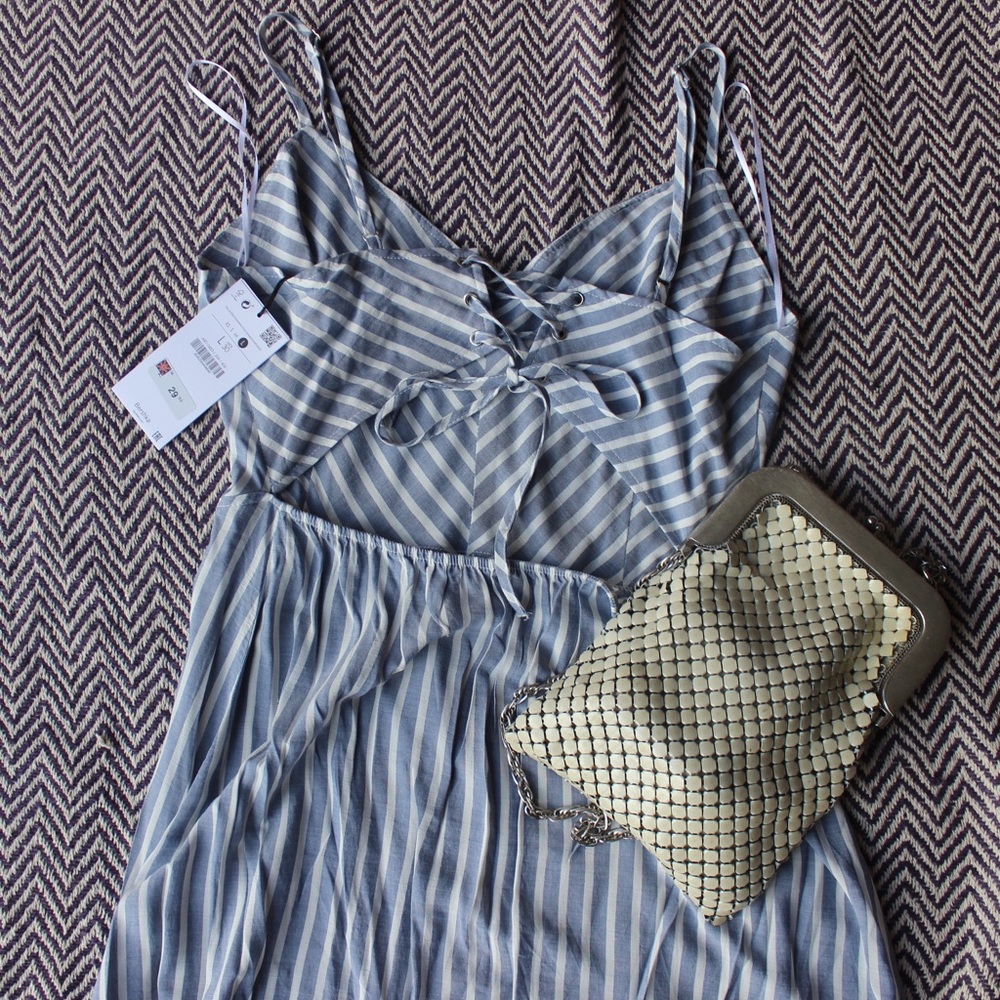 NWT Lace Up Back Midi Dress